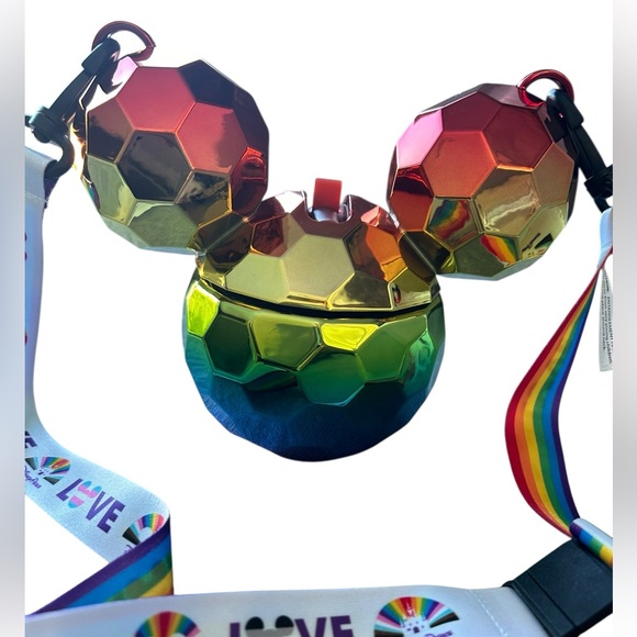 Disney Park 2023 Rainbow Pride Mirrored Mickey Shaped Sipper Cup Collectible - Picture 2 of 8